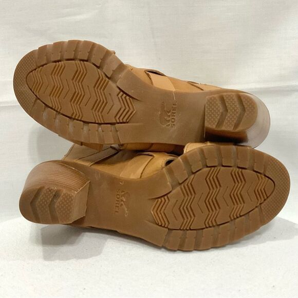 Sorel Nadia Buckle Bootie Sandals in Camel Sz 7.5 M Leather Strappy Open Toe - Picture 7 of 11